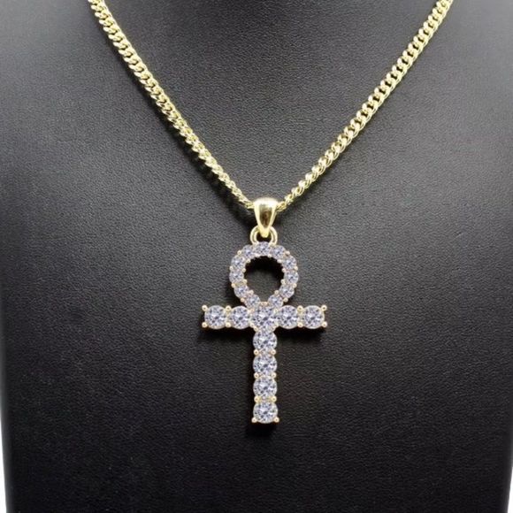 Accessories Icedout Gold Plated Ankh Pendant Cuban Link Poshmark